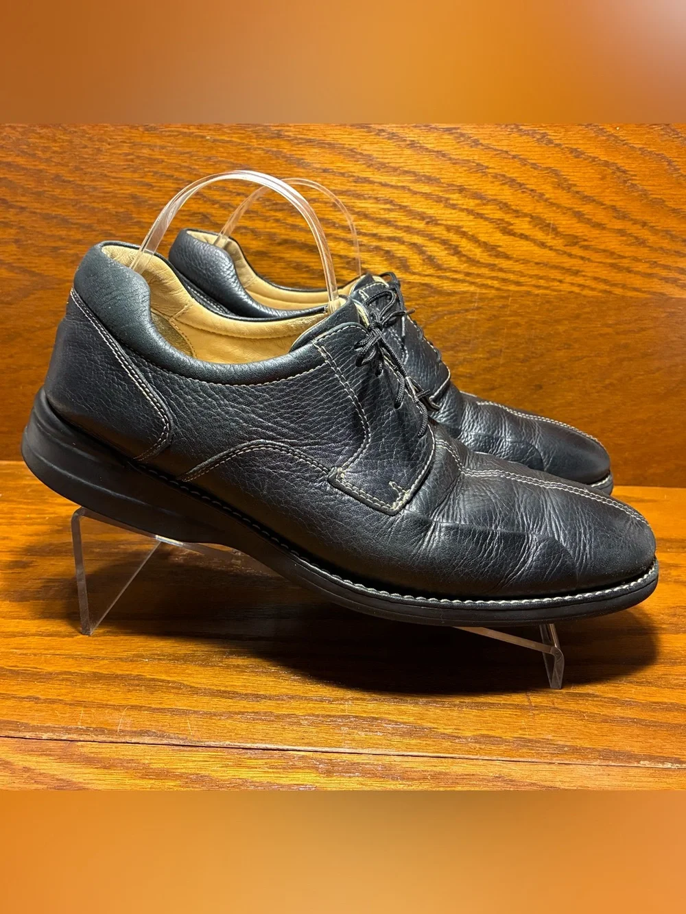 Johnston & Murphy Sheepskin Pebbled Leather Oxford Shoes Black Men’s 10.5